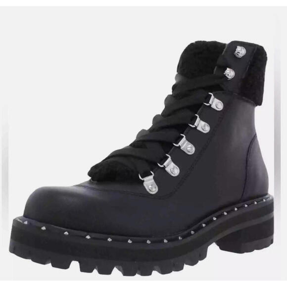 Steve Madden Receptive Faux Fur Lined Lace-Up Ankle Combat Boots 7M - Picture 4 of 4